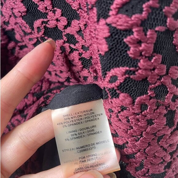 Alice+Olivia EMBROIDERED sz 8 BACKLESS Long Sleeve Bodycon Dress Black Purple - Picture 10 of 10